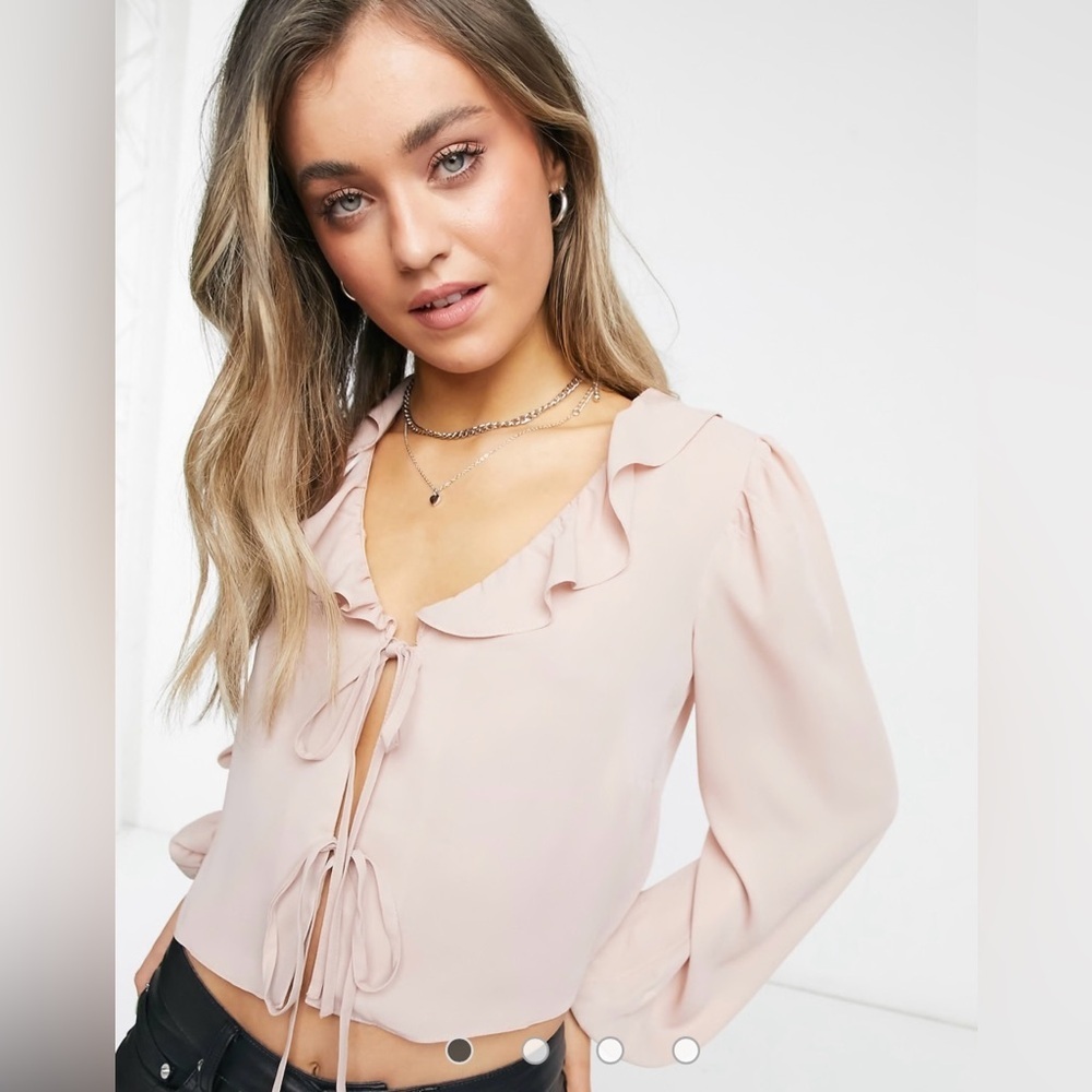 Dex Ruffle Tie Front Blouse - Picture 2 of 14